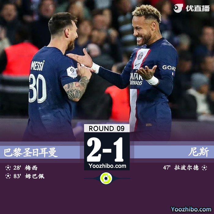 巴黎圣日耳曼主場2-1戰勝尼斯