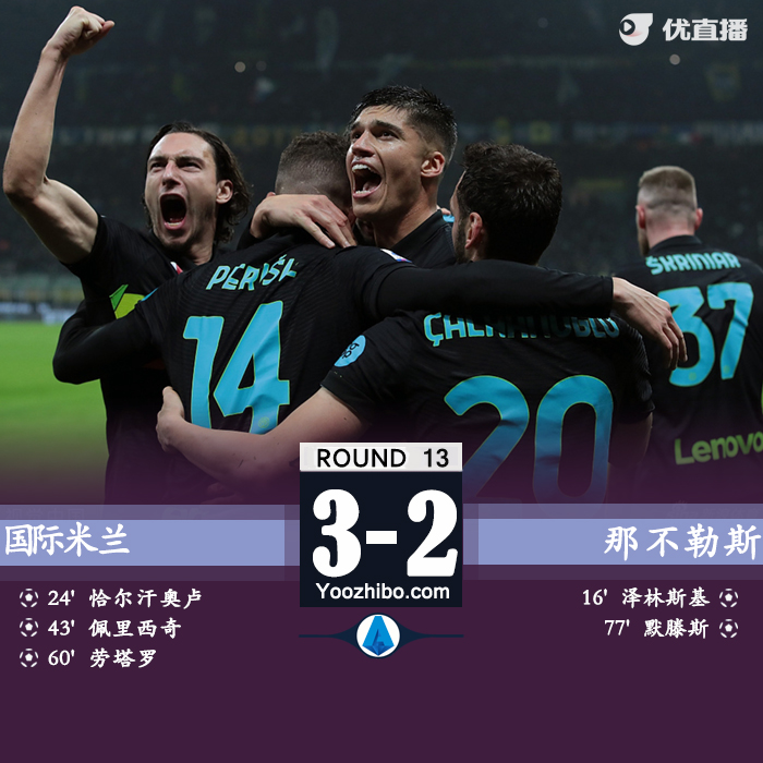 國米3-2送那不勒斯 恰20傳射佩劍破門勞塔羅建功