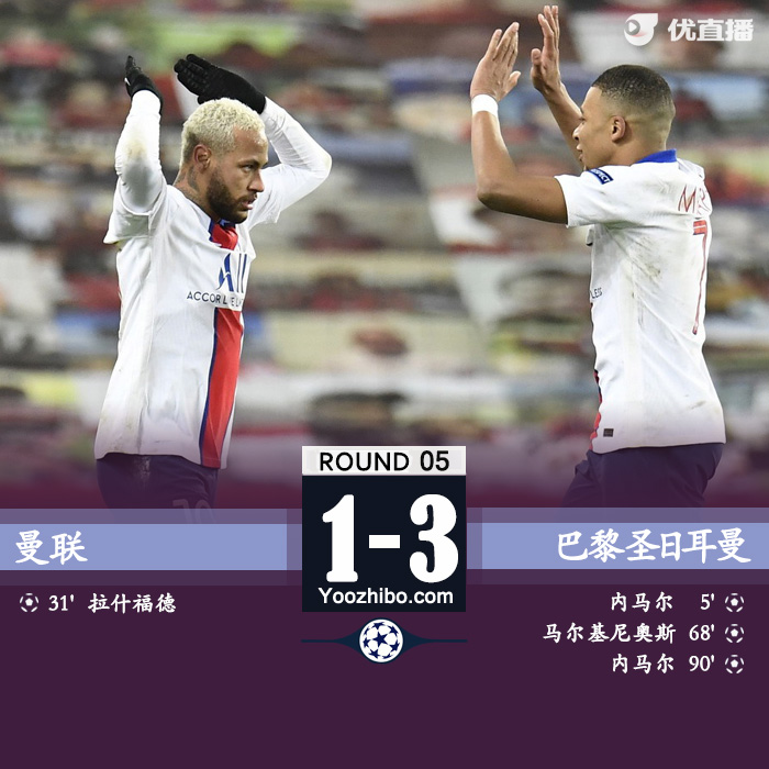 十人曼聯1-3巴黎