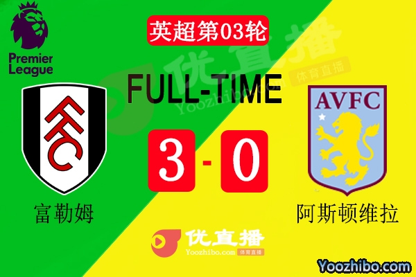 富勒姆0-3不敵阿斯頓維拉