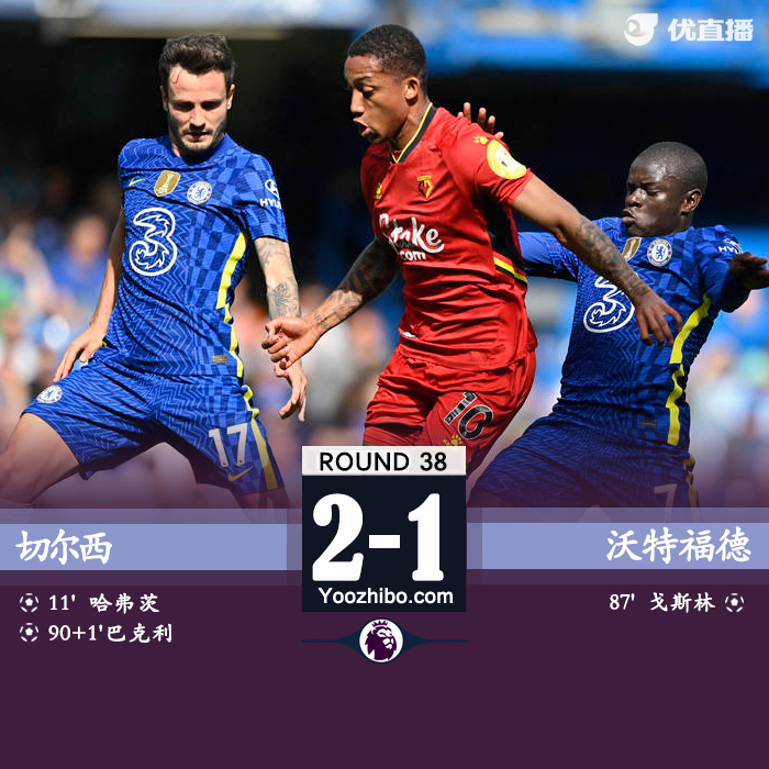 切爾西2-1沃特福德 哈弗茨破門巴克利絕殺