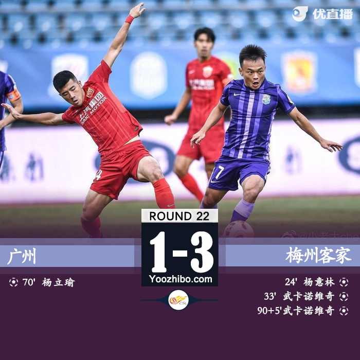 梅州客家3-1擊敗廣州隊