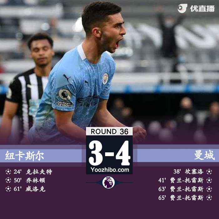 05月15日 英超第36輪 紐卡斯爾vs曼城 全場錄像及集錦