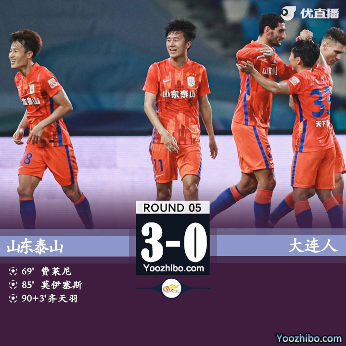 山東泰山3-0完勝大連人