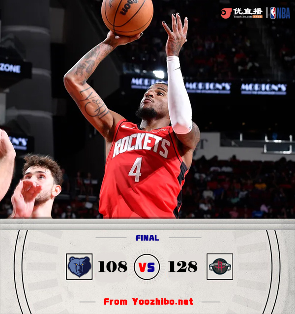 火箭128-108大勝灰熊 火箭7人上雙刷爆籃板 莫蘭特24分6失誤