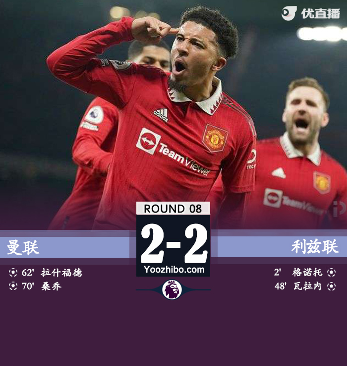 曼聯2-2利茲聯。