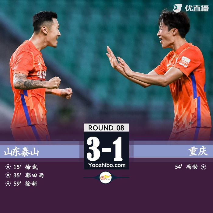 山東3-1重慶 徐新取泰山首球馮勁精巧外腳背
