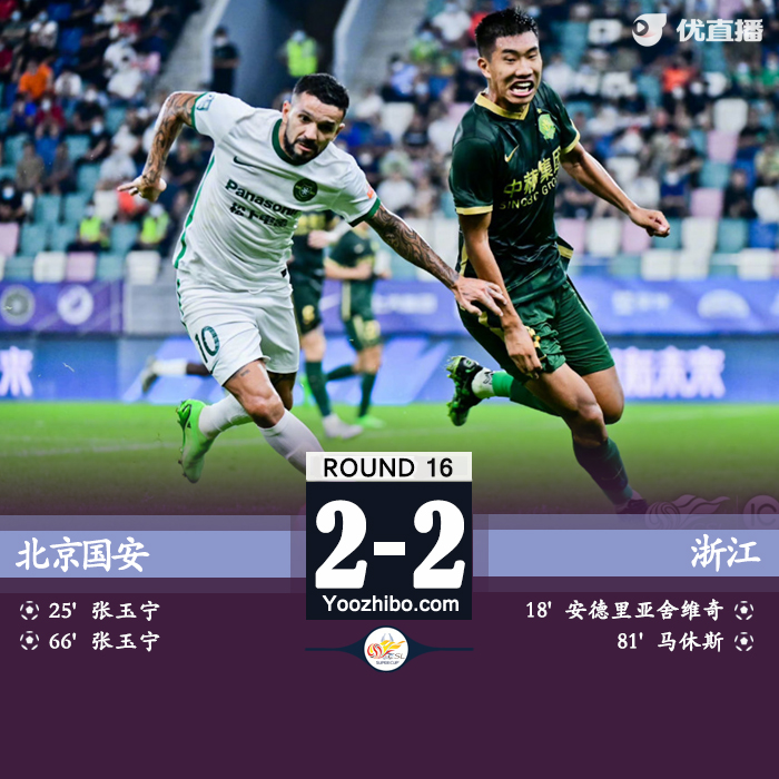 國安2-2戰平浙江隊