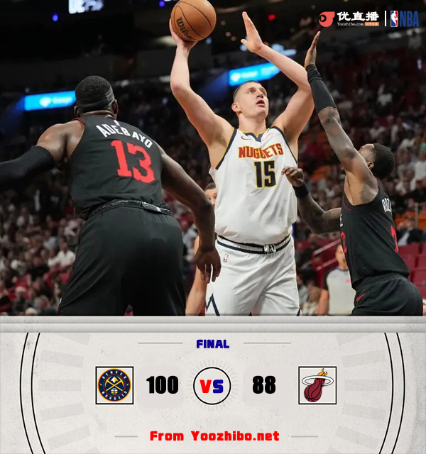 掘金100-88險勝熱火 波特25+7 約基奇12+14+6 阿德巴約17+13