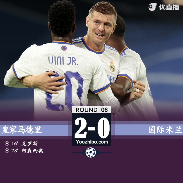 皇馬2-0國米 克羅斯阿森西奧世界波巴雷拉染紅