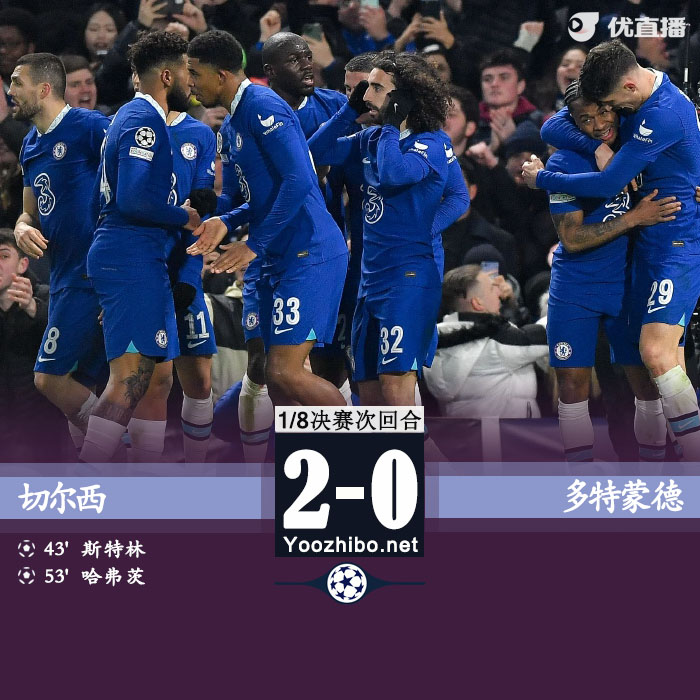 切爾西2-0多特 斯特林破門哈弗茨點射+中柱
