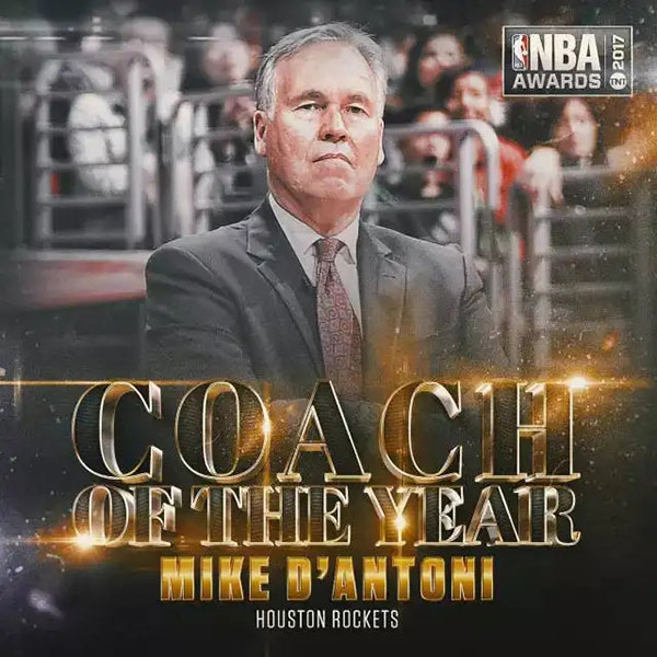 2016-17賽季NBA最佳教練獎獲得者-邁克-德安東尼
