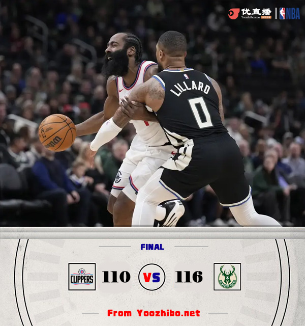 快船116-110戰勝雄鹿 卡登空砍49分 字母哥時間限制