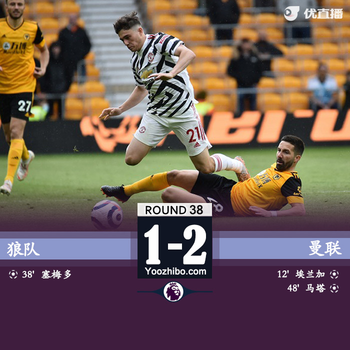 曼聯2-1狼隊 馬塔點射伊蘭加英超首球