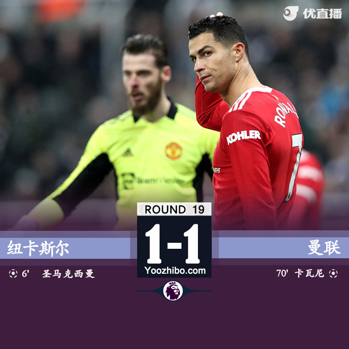 紐卡1-1戰平曼聯
