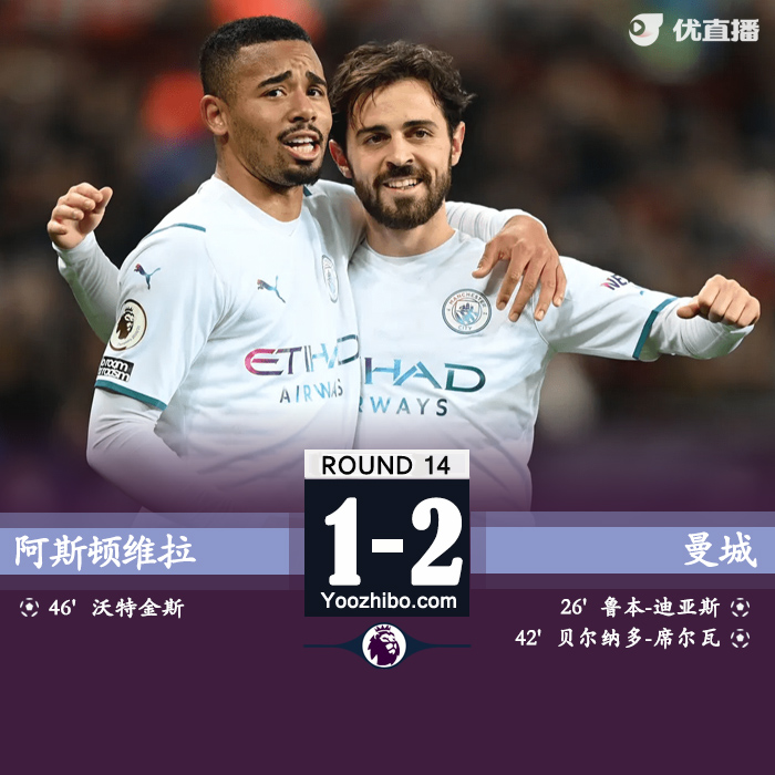 曼城2-1阿斯頓維拉 迪亞斯世界波B席凌空斬