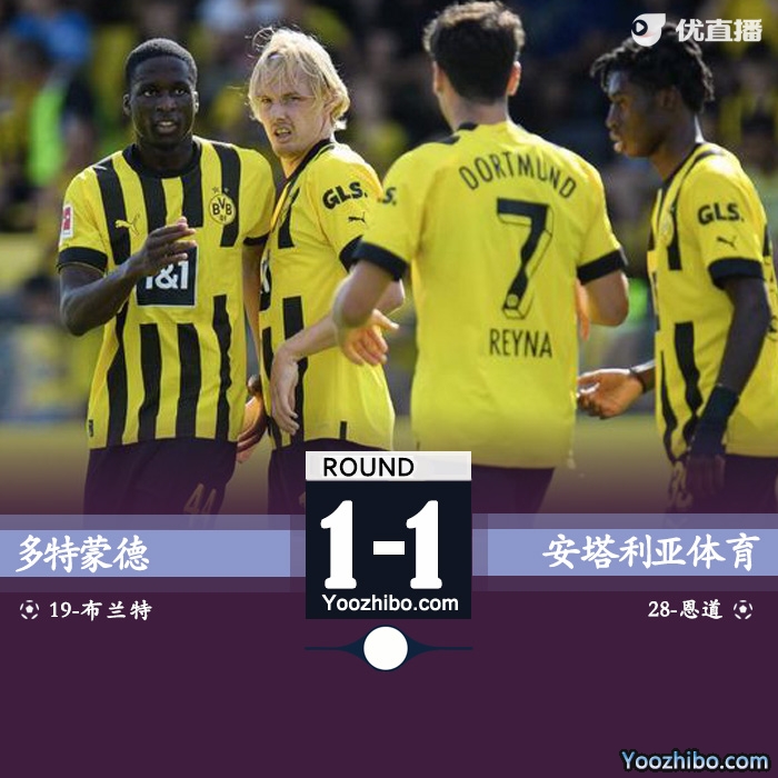 多特1-1戰平安塔利亞體育