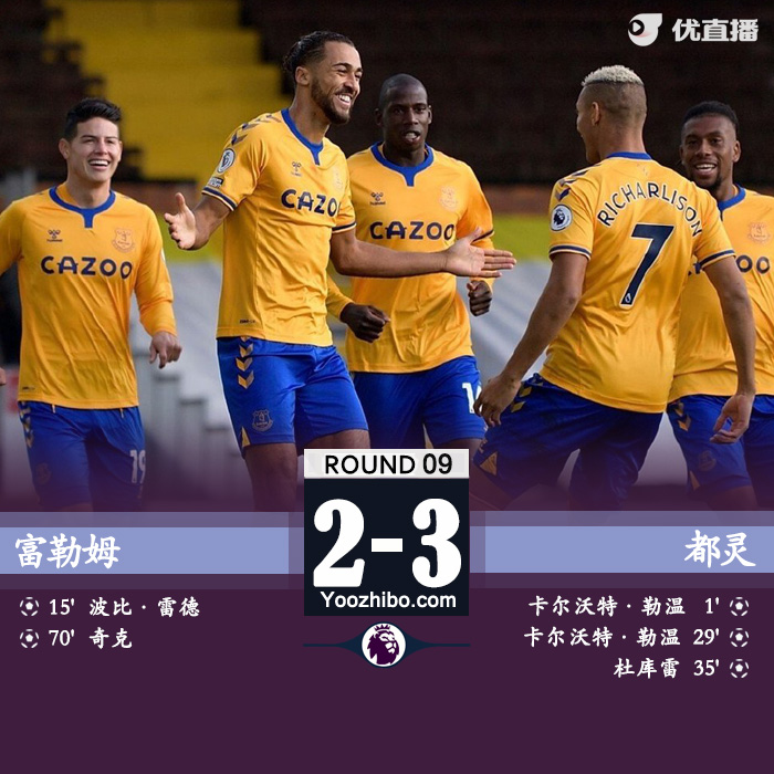 埃弗頓3-2富勒姆