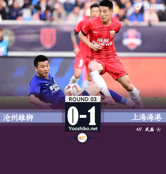 滄州0-1海港，