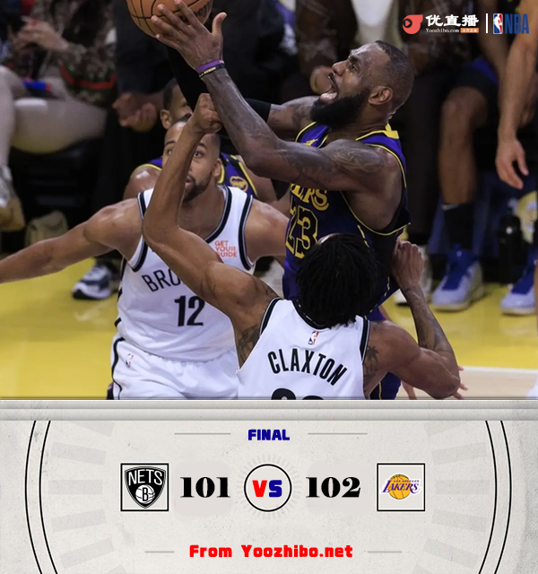湖人102-101險勝籃網 詹姆斯29+7+8 里夫斯38分 拉塞爾失絕殺19+6+8