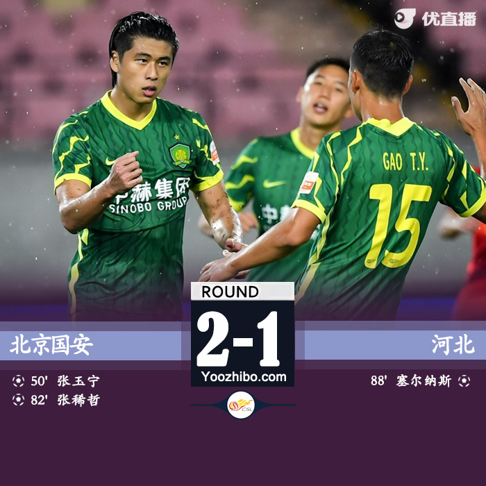 北京國安2-1河北  張玉寧、張稀哲點射塞爾納斯穿云箭