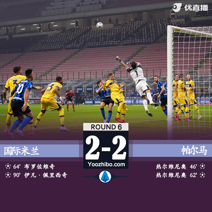 國米2-2戰平帕爾馬