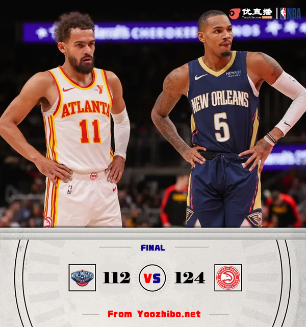 老鷹124-112戰勝鵜鶘 特雷-楊12+8+15 麥科勒姆29+6