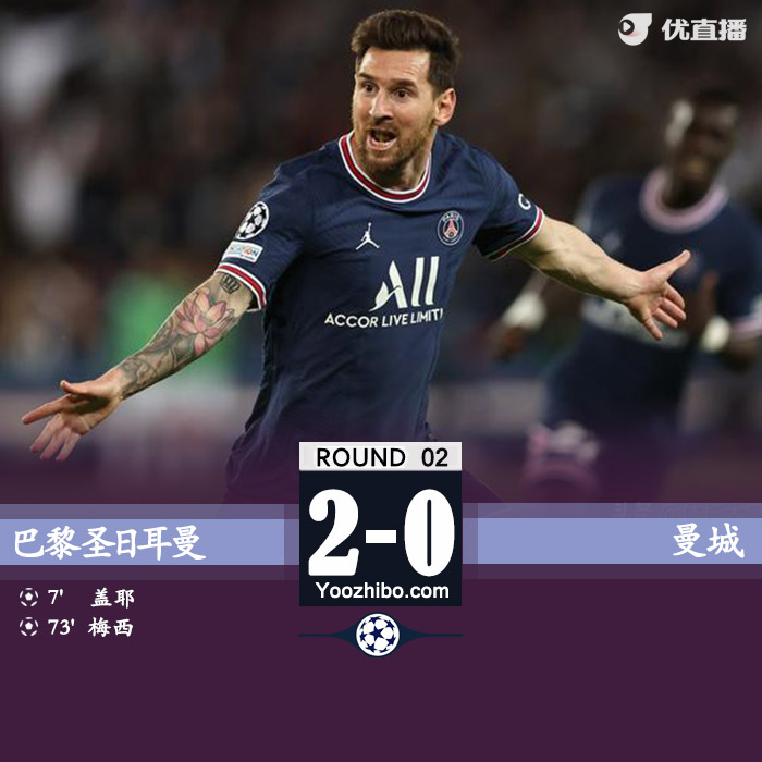 巴黎2-0曼城 梅西處子球蓋耶建功B席失空門