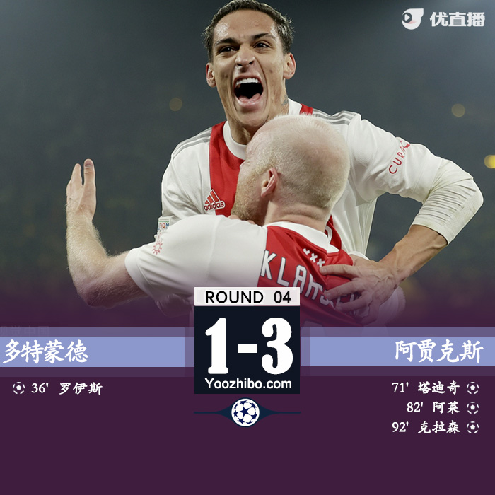 多特1-3阿賈克斯 胡梅爾斯染紅塔迪奇破門