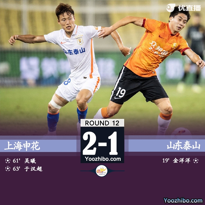 申花2-1逆轉擊敗泰山