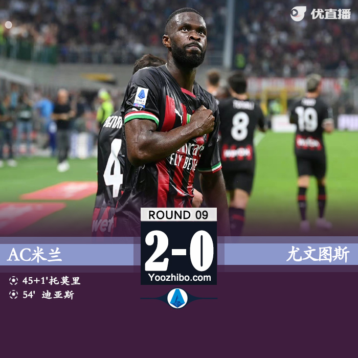 米蘭2-0尤文暫時升到積分榜第二位