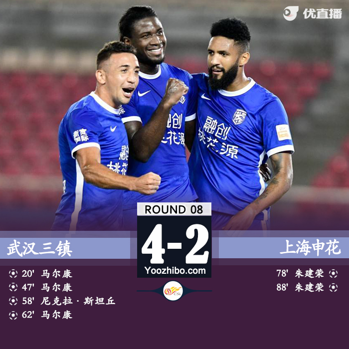 武漢三鎮4-2戰勝上海申花